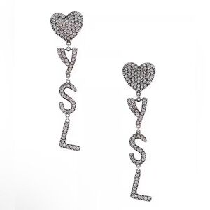 YSL Silver & Rhinestone Earrings